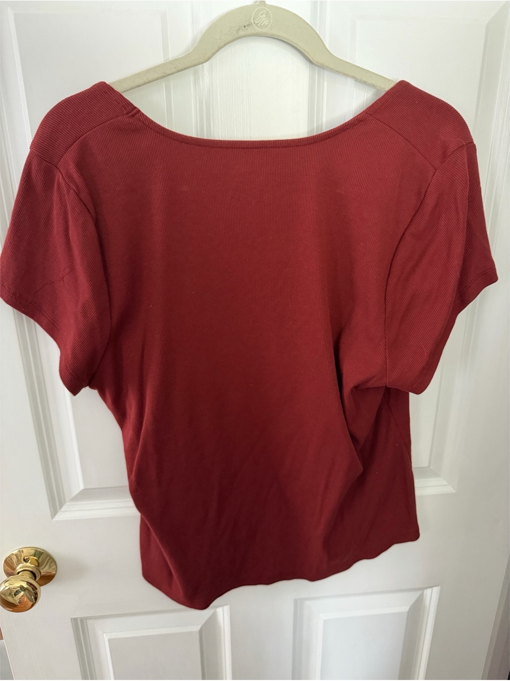 Old Navy Womens Square Neck Short Sleeve Top - Brick Red - Picture 3 of 3